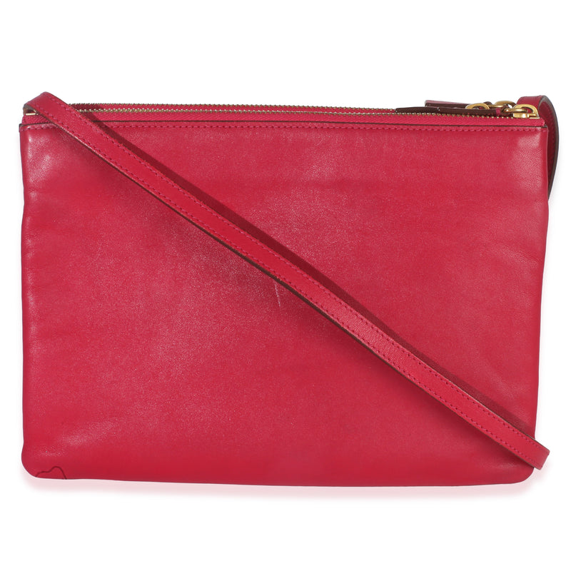 Celine Fuchsia Lambskin Large Trio Crossbody Pink Leather Handbag