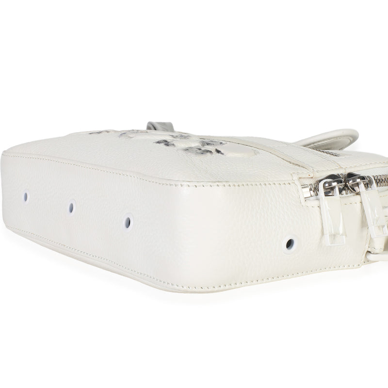 Christian Dior X Daniel Arsham White Grained Calfskin Safari Messenger Leather Handbag