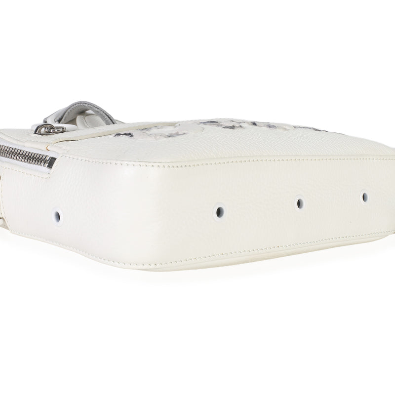 Christian Dior X Daniel Arsham White Grained Calfskin Safari Messenger Leather Handbag
