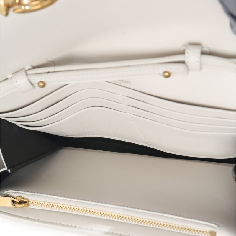 Saint Laurent Crema Soft Calfskin Le Maillon Wallet On Chain Neutral Leather Handbag