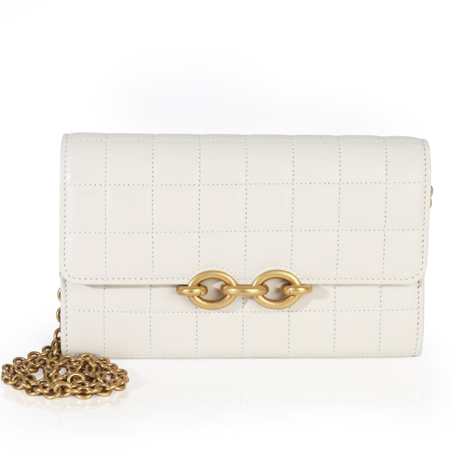 Saint Laurent Crema Soft Calfskin Le Maillon Wallet On Chain Neutral Leather Handbag