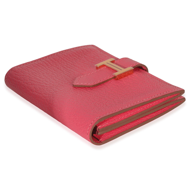 Hermès Rose Lipstick Chevre Mysore Bearn Card Holder Wallet Ghw Pink Leather