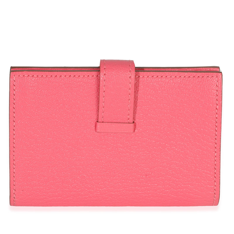 Hermès Rose Lipstick Chevre Mysore Bearn Card Holder Wallet Ghw Pink Leather