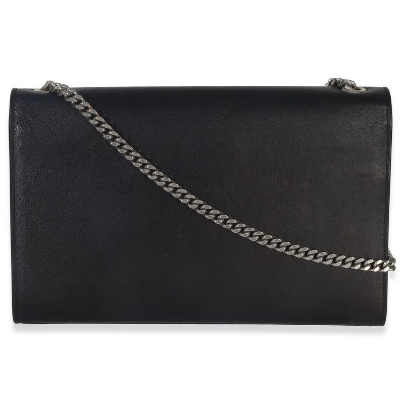 Saint Laurent Black Smooth Calfskin Studded Heart Medium Kate Chain Bag Leather Handbag