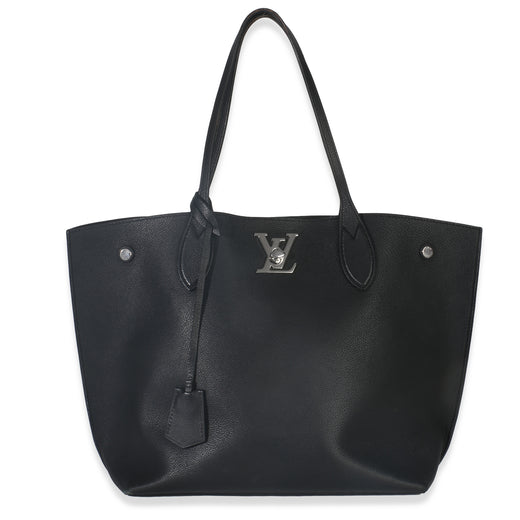 Louis Vuitton Black Grained Calfskin Lockme Cabas Tote Leather Handbag