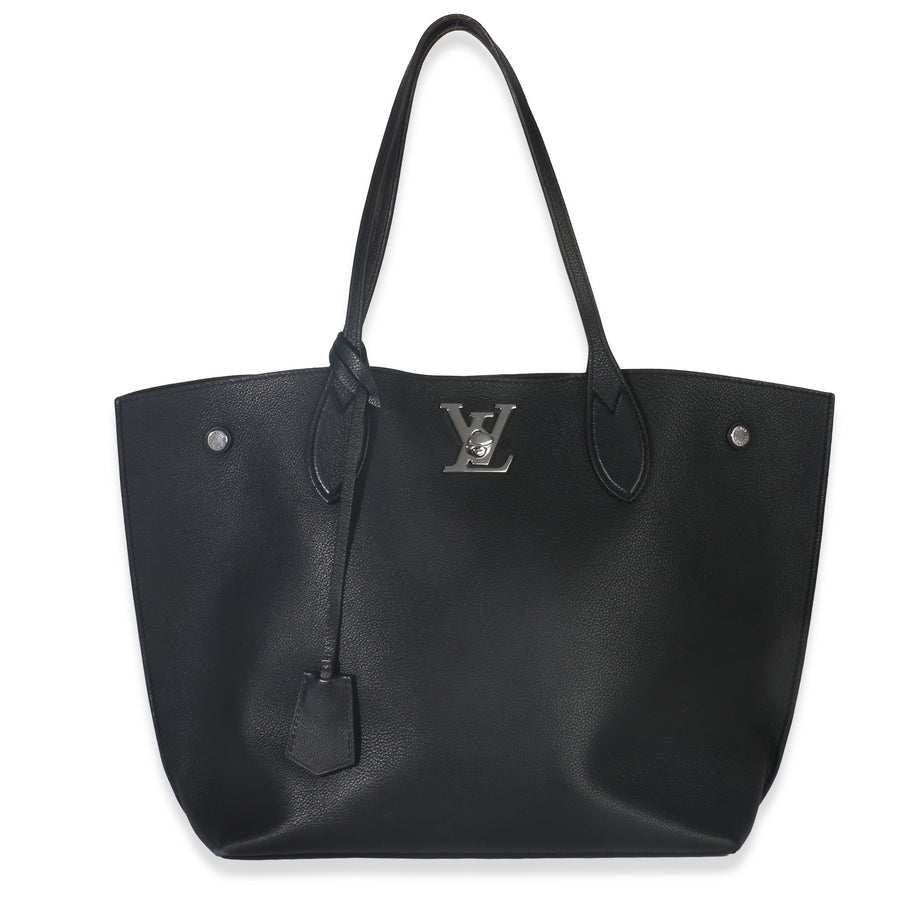 Louis Vuitton Black Grained Calfskin Lockme Cabas Tote Leather Handbag