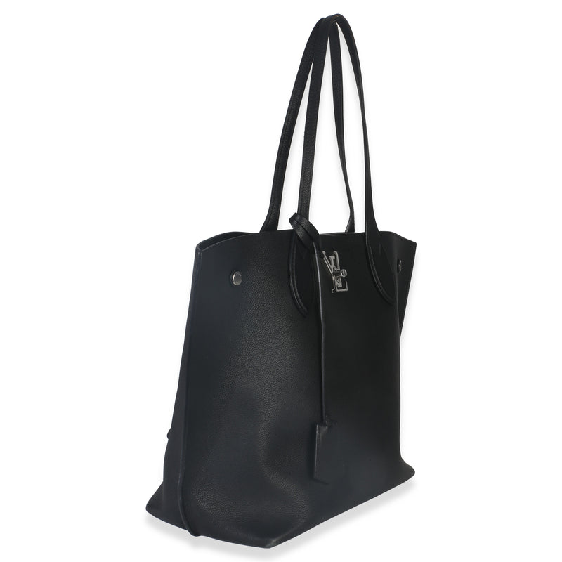 Louis Vuitton Black Grained Calfskin Lockme Cabas Tote Leather Handbag