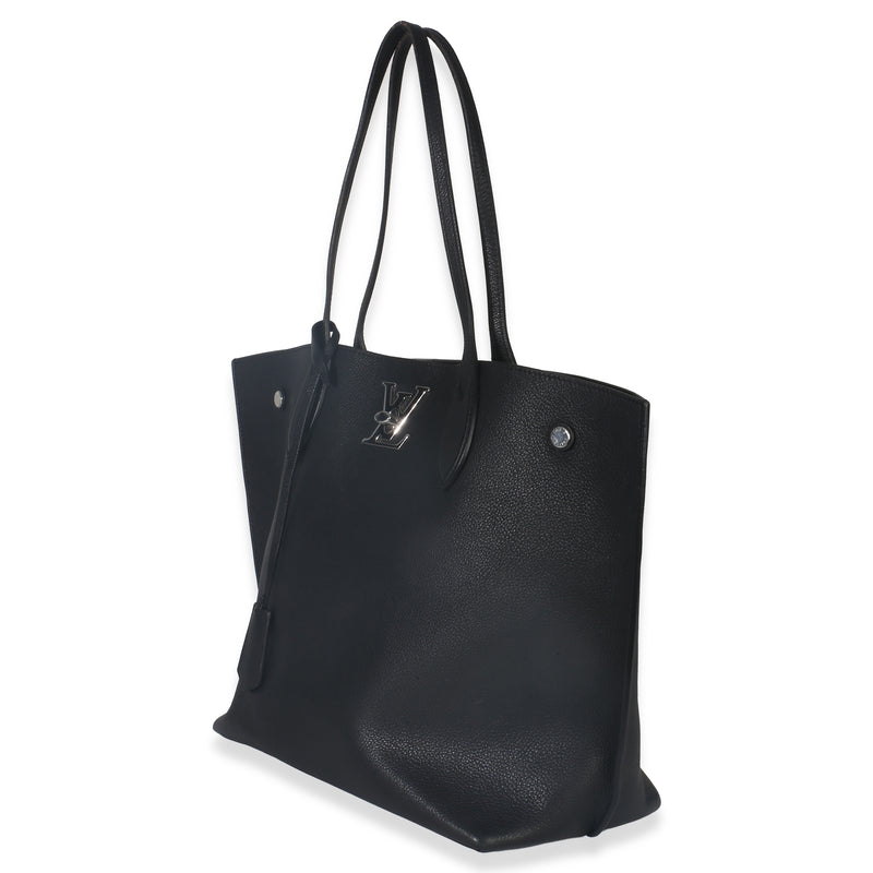 Louis Vuitton Black Grained Calfskin Lockme Cabas Tote Leather Handbag