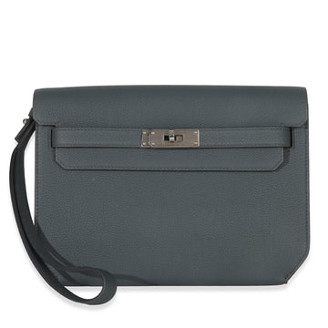 Hermès Bleu Orage Togo Kelly Depeches 25 Phw Gray Leather Handbag