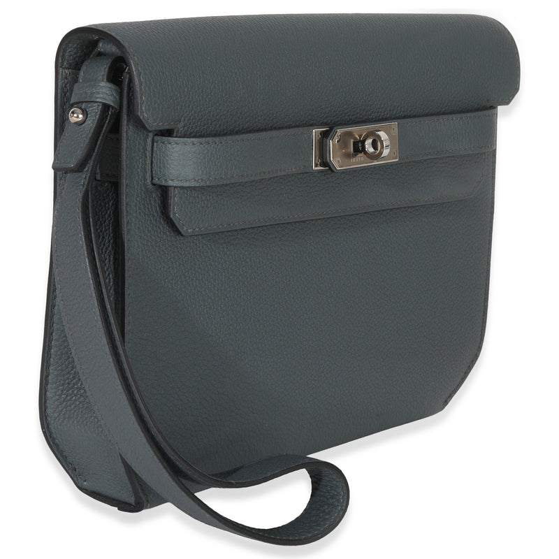 Hermès Bleu Orage Togo Kelly Depeches 25 Phw Gray Leather Handbag