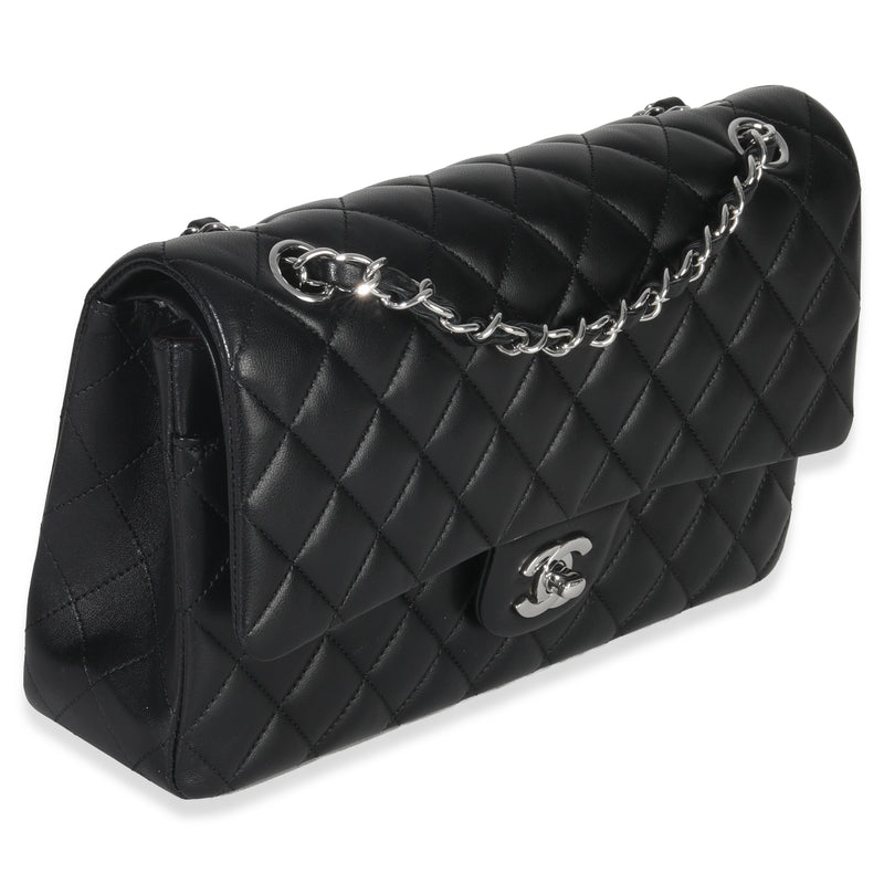 Chanel Black Quilted Lambskin Medium Classic Double Flap Bag Leather Handbag