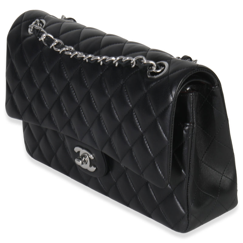Chanel Black Quilted Lambskin Medium Classic Double Flap Bag Leather Handbag