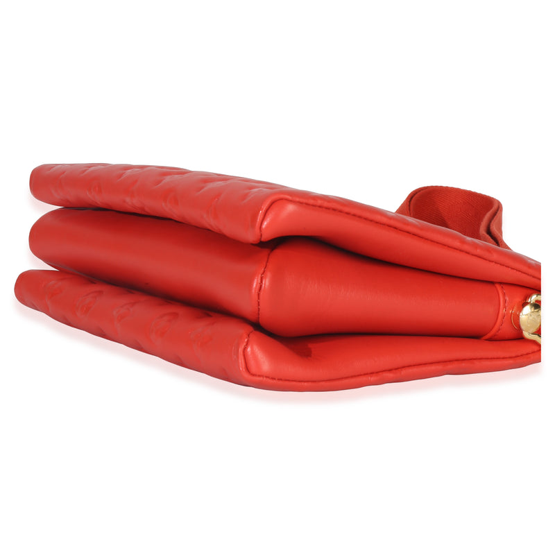 Louis Vuitton Red Monogram Embossed Lambskin Coussin Pm Orange Leather Handbag