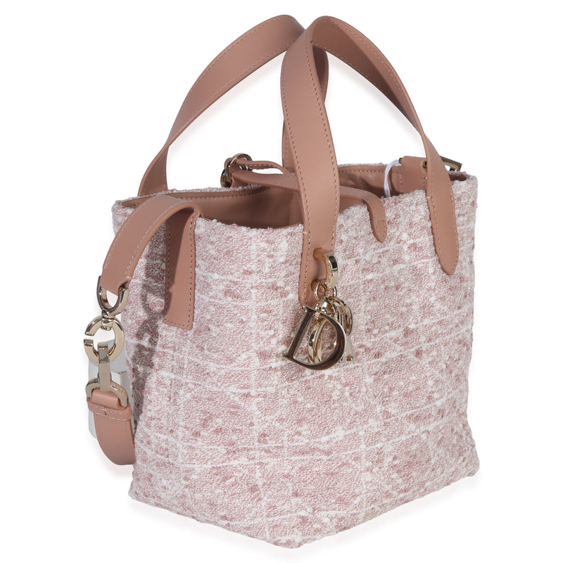 Christian Dior Rose Des Vents Tweed Small Toujours Vertical Tote Pink Handbag