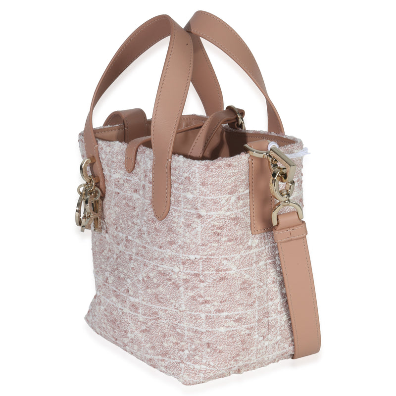 Christian Dior Rose Des Vents Tweed Small Toujours Vertical Tote Pink Handbag