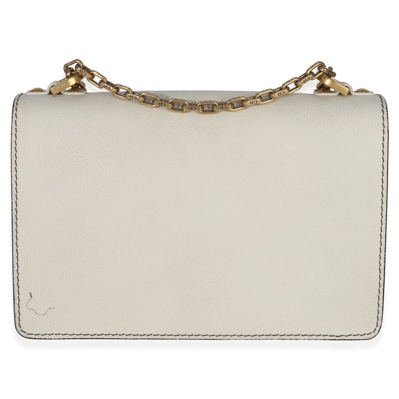 Christian Dior Off White Grained Calfskin Jadior Chain Flap Bag Neutral; Leather Handbag