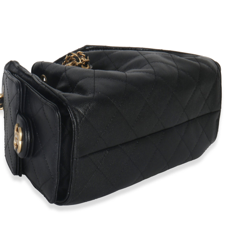 Chanel Black Quilted Caviar Mini 25 Hobo Handbag Leather