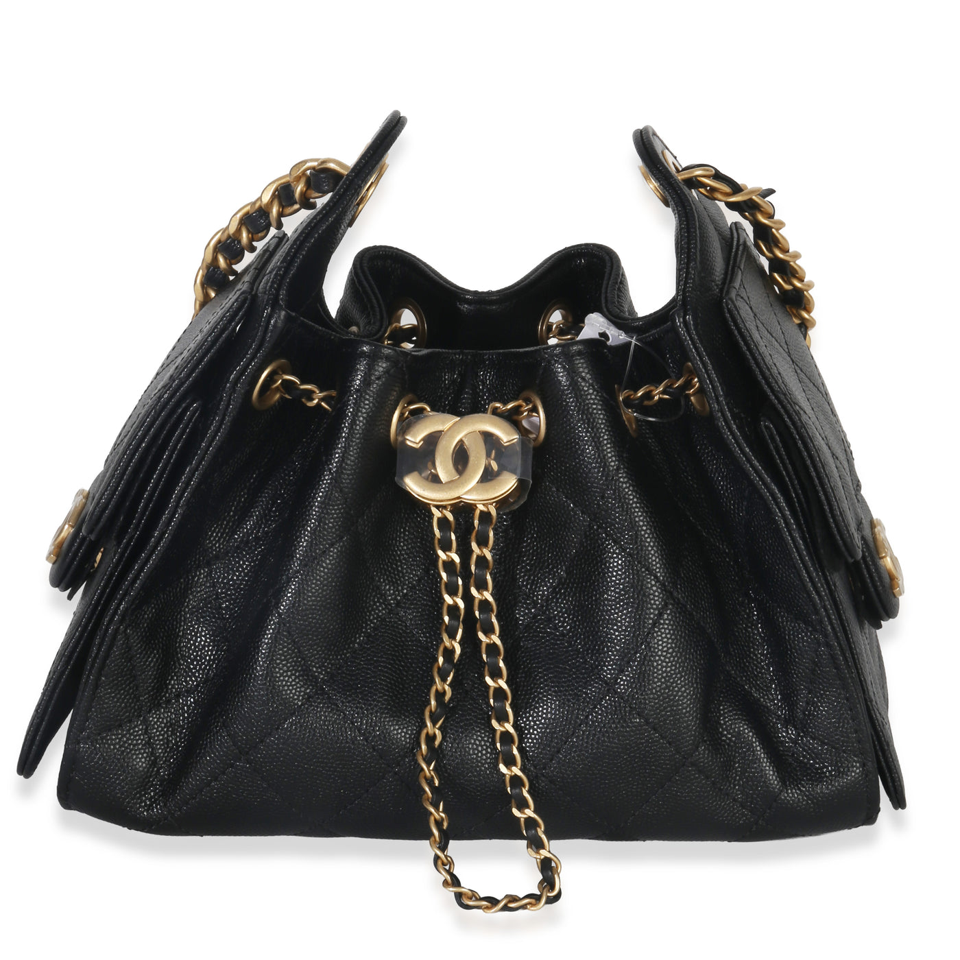 Chanel Black Quilted Caviar Mini 25 Hobo Handbag Leather