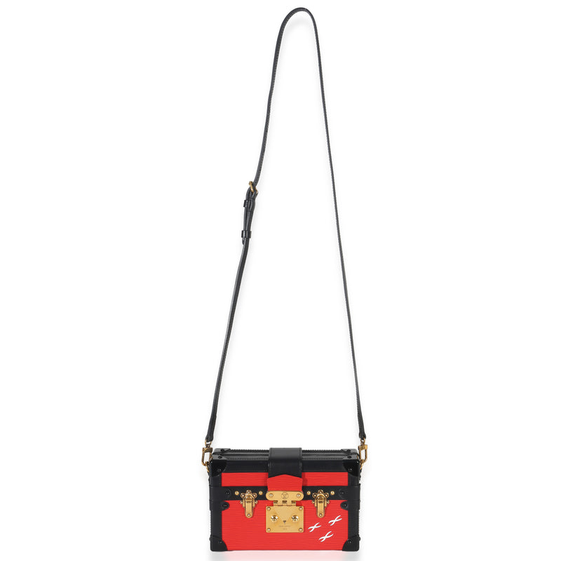 Louis Vuitton Red Black Epi Petite Malle Black; Leather Handbag