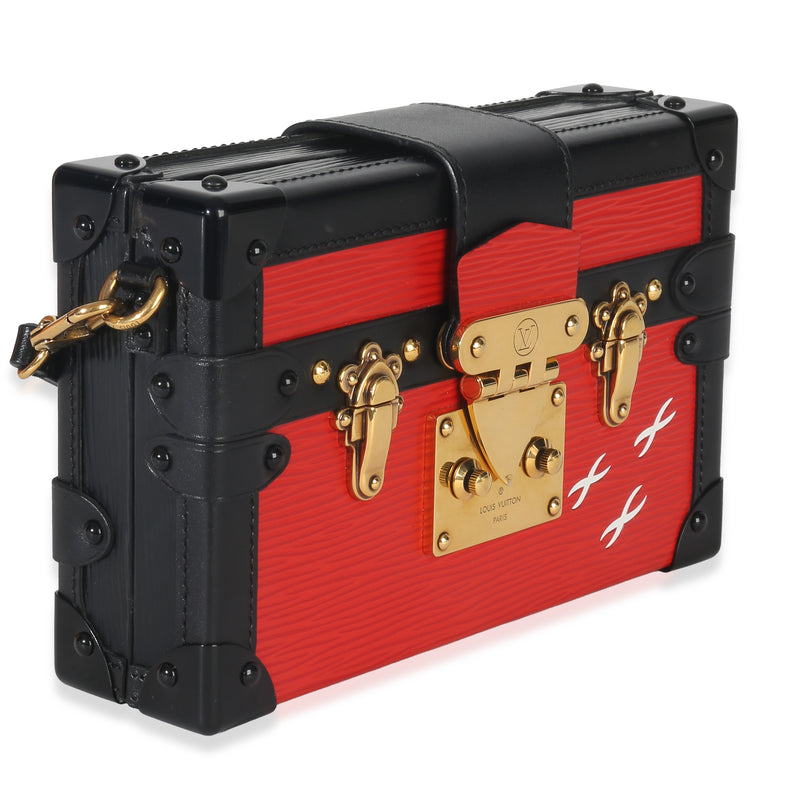 Louis Vuitton Red Black Epi Petite Malle Black; Leather Handbag