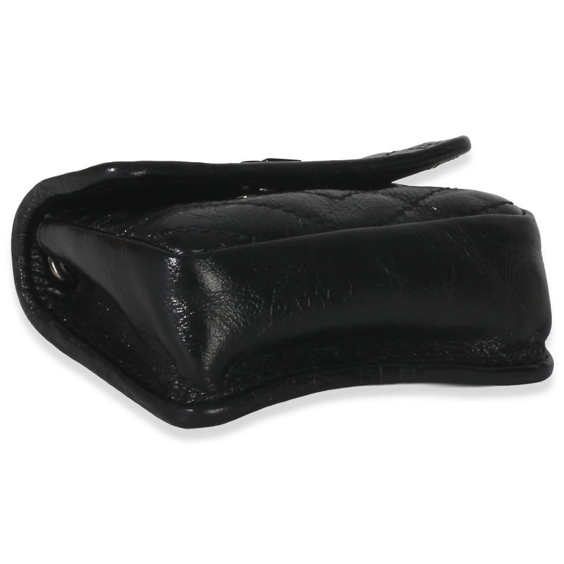 Saint Laurent Black Crinkled Calfskin Matelasse Micro Niki Airpods Case Leather Handbag