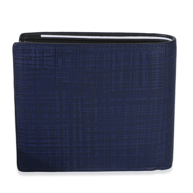 Loewe Blue Calfskin Linen Anagram Bifold Wallet Leather