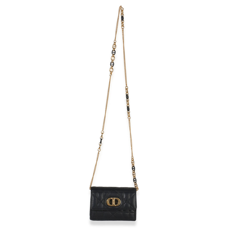 Christian Dior Black Macrocannage Calfskin Micro Miss Caro Chain Bag Leather Handbag