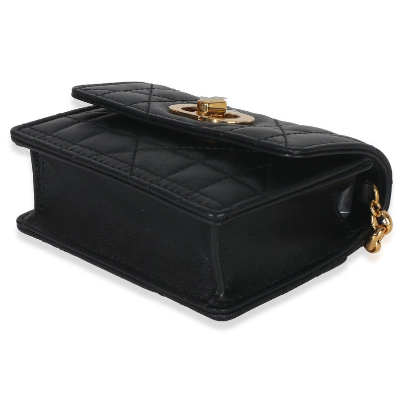 Christian Dior Black Macrocannage Calfskin Micro Miss Caro Chain Bag Leather Handbag