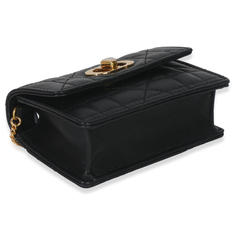 Christian Dior Black Macrocannage Calfskin Micro Miss Caro Chain Bag Leather Handbag