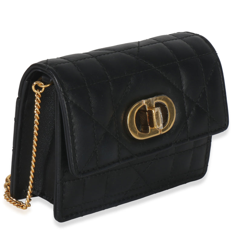 Christian Dior Black Macrocannage Calfskin Micro Miss Caro Chain Bag Leather Handbag