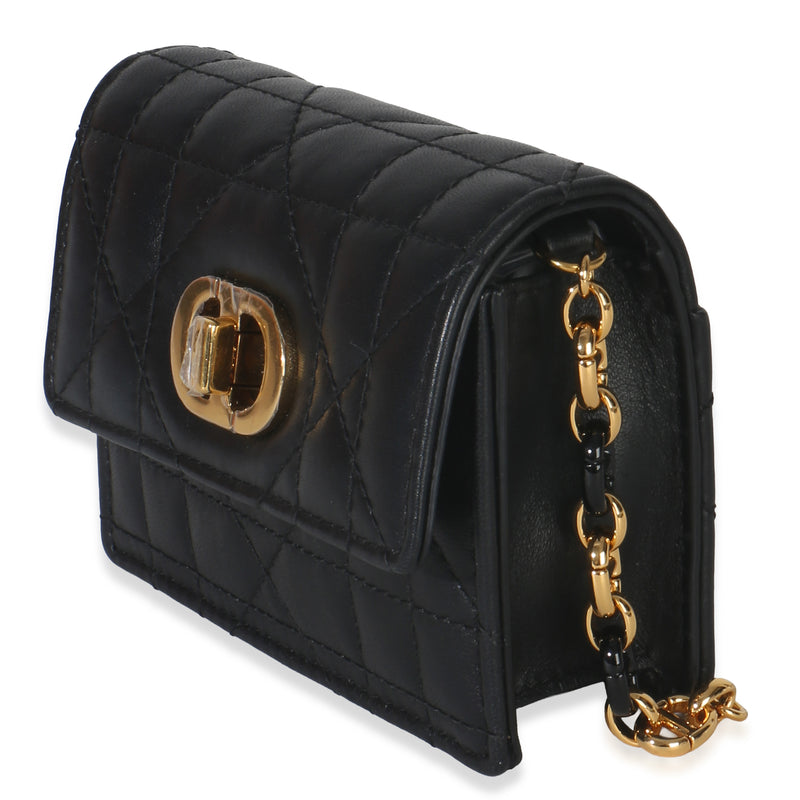 Christian Dior Black Macrocannage Calfskin Micro Miss Caro Chain Bag Leather Handbag