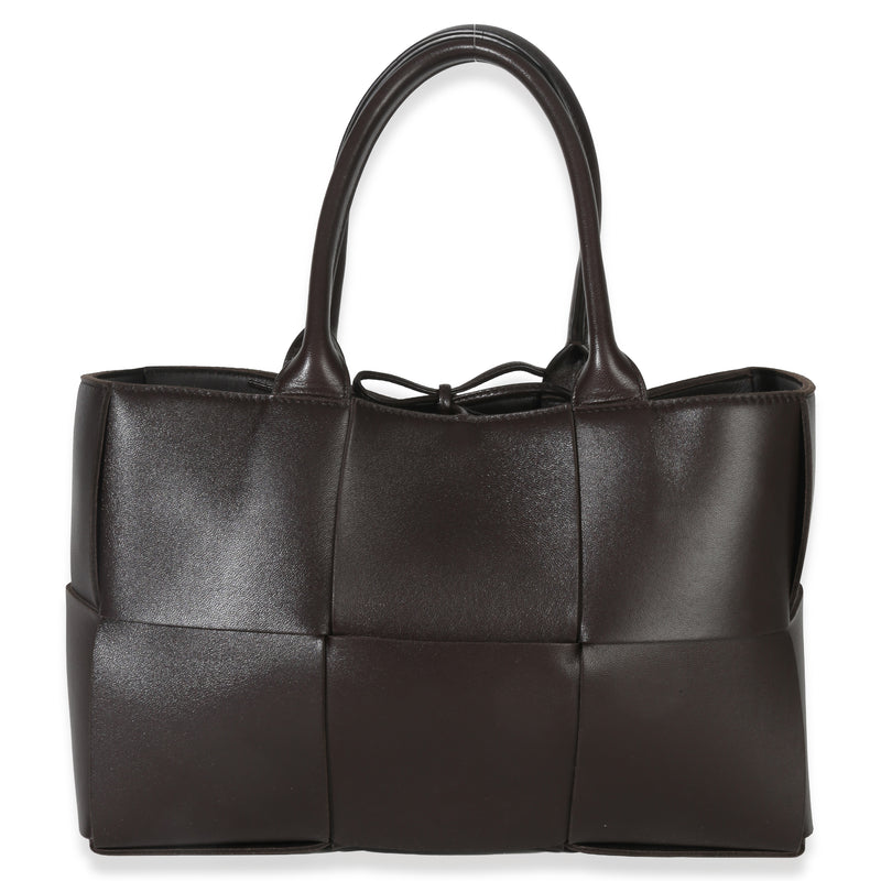 Bottega Veneta Fondant Nappa Intrecciato Mini Arco Tote Brown Leather Handbag