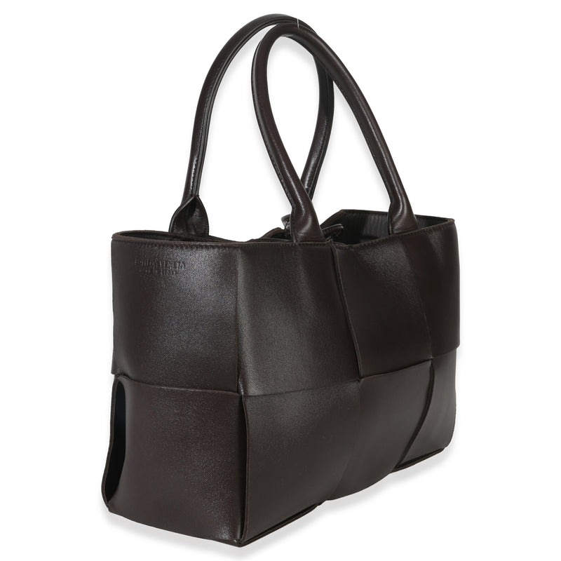 Bottega Veneta Fondant Nappa Intrecciato Mini Arco Tote Brown Leather Handbag