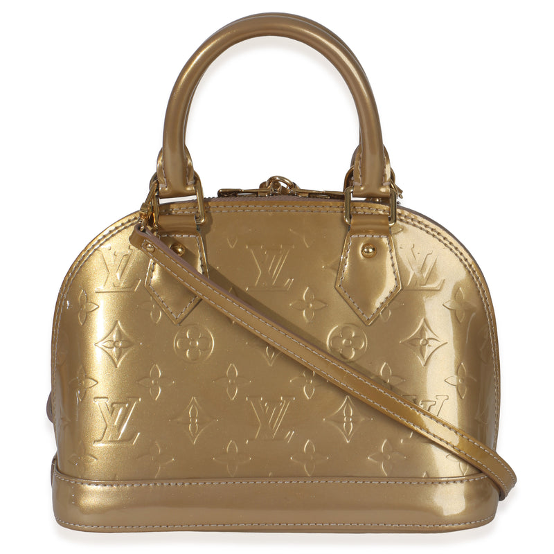 Beige Poudre Monogram Vernis Alma Bb Gold Patent Leather Handbag