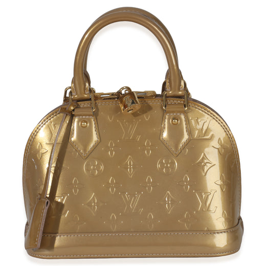 Beige Poudre Monogram Vernis Alma Bb Gold Patent Leather Handbag