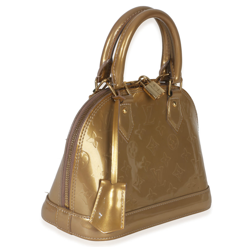 Beige Poudre Monogram Vernis Alma Bb Gold Patent Leather Handbag