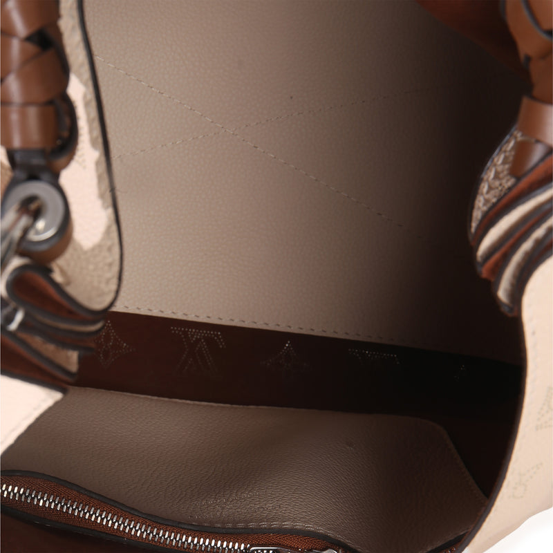 Louis Vuitton Creme Monogram Mahina Carmel Hobo Beige; Neutral Leather Handbag