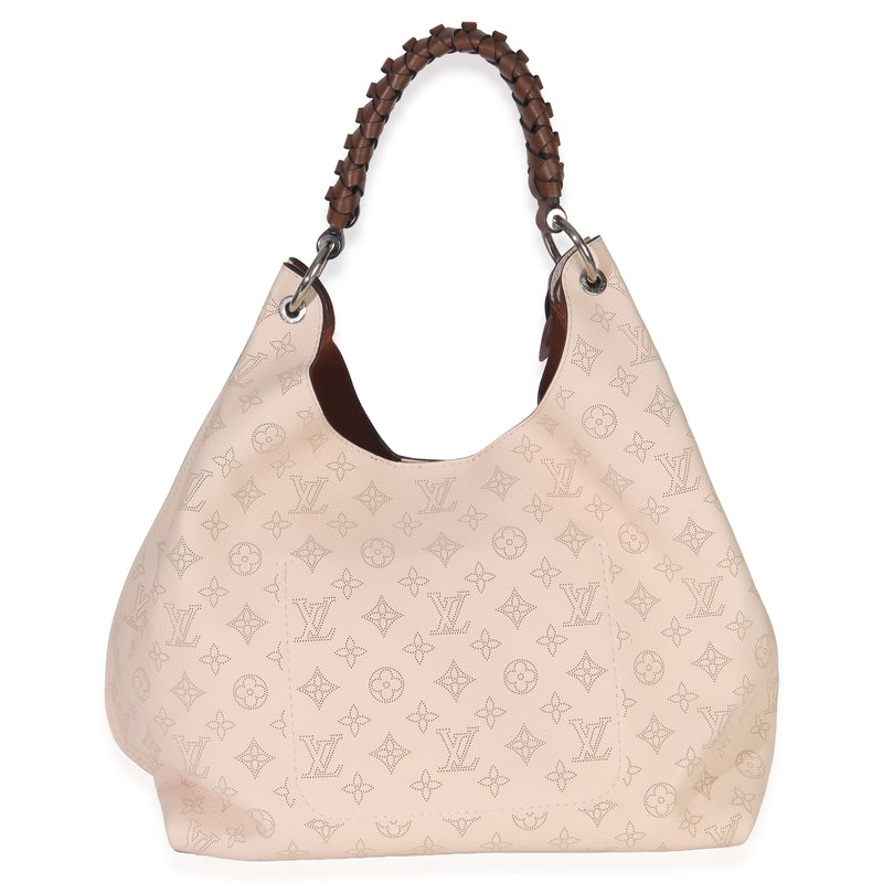 Louis Vuitton Creme Monogram Mahina Carmel Hobo Beige; Neutral Leather Handbag