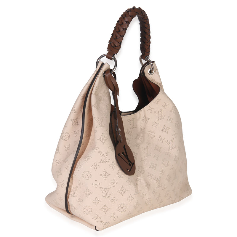Louis Vuitton Creme Monogram Mahina Carmel Hobo Beige; Neutral Leather Handbag