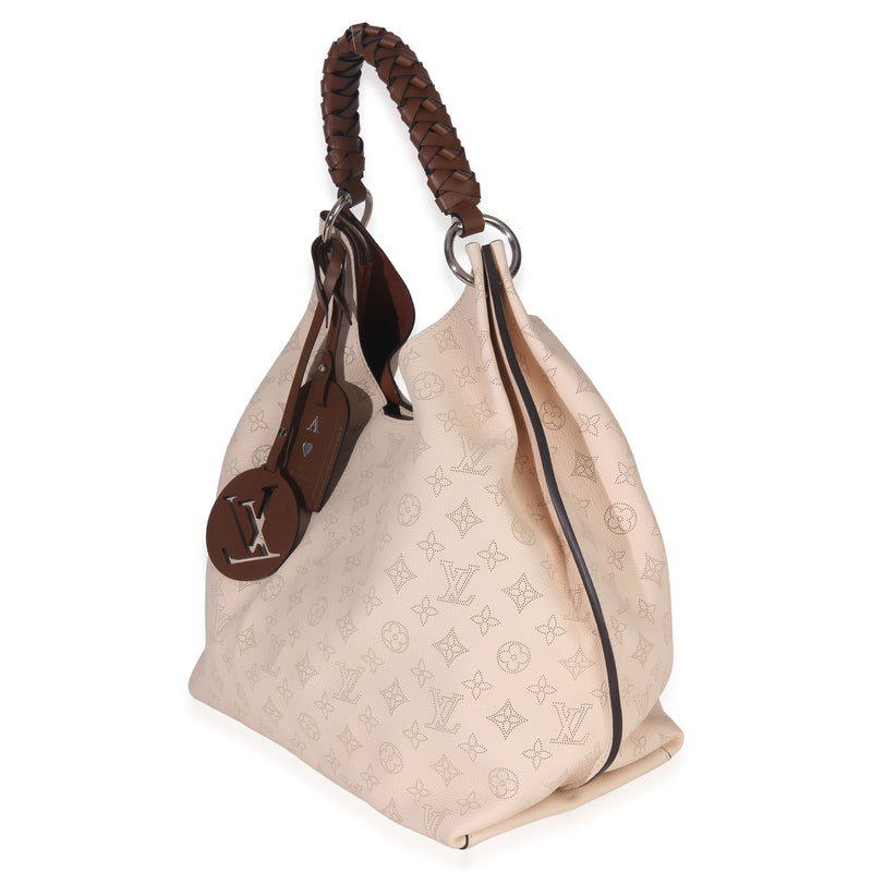 Louis Vuitton Creme Monogram Mahina Carmel Hobo Beige; Neutral Leather Handbag