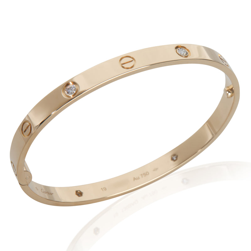 Cartier Yellow Gold Diamond Love Single Screw Closure Bracelet 18k