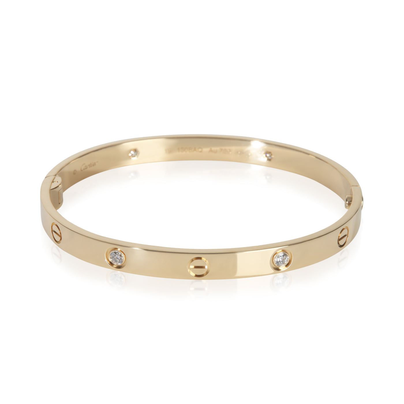 Cartier Yellow Gold Diamond Love Single Screw Closure Bracelet 18k