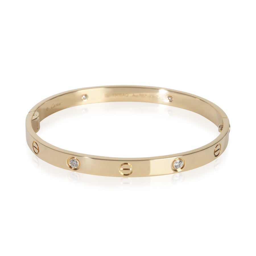 Cartier Yellow Gold Diamond Love Single Screw Closure Bracelet 18k
