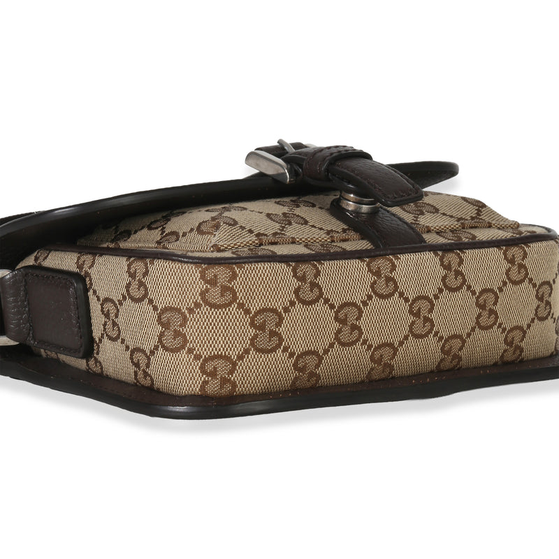 Gucci Beige Ebony Gg Monogram Canvas Mini Buckle Crossbody Bag Beige; Brown Handbag