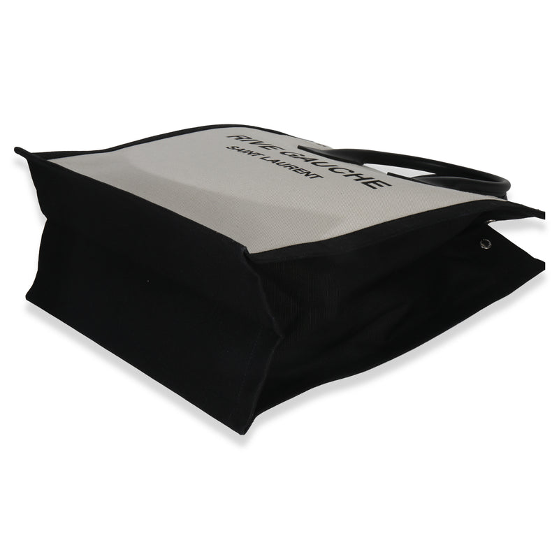 Saint Laurent Beige Linen North South Rive Gauche Tote Canvas Handbag