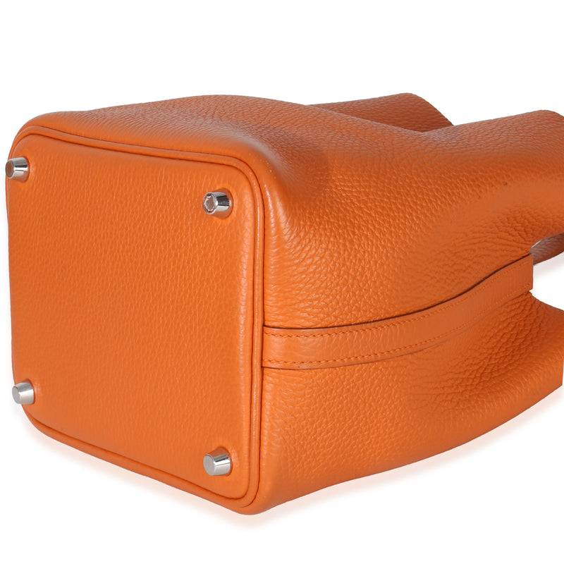 Hermès Orange H Clemence Picotin Lock 18 Phw Leather Handbag