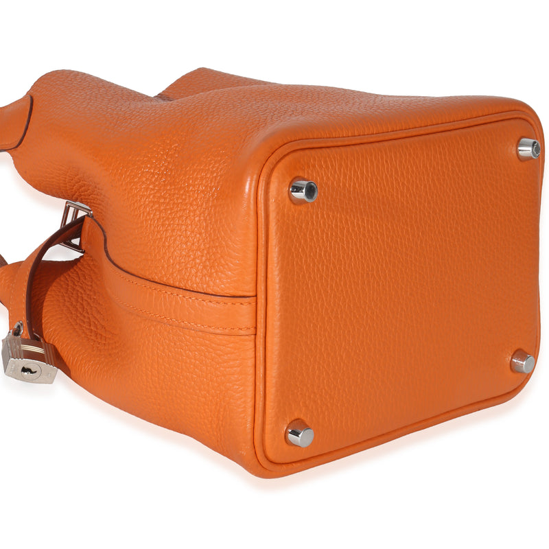 Hermès Orange H Clemence Picotin Lock 18 Phw Leather Handbag
