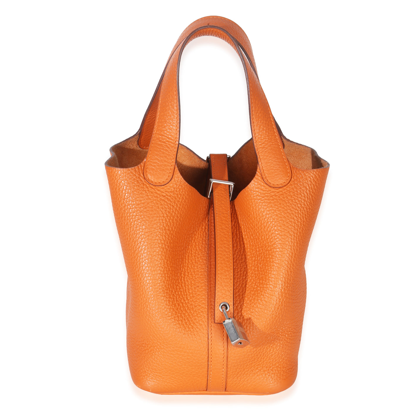 Hermès Orange H Clemence Picotin Lock 18 Phw Leather Handbag