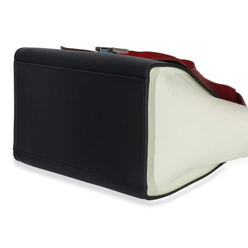 Celine Red Black White Grained Calfskin Small Trapeze Bag Multicolor; Leather Handbag
