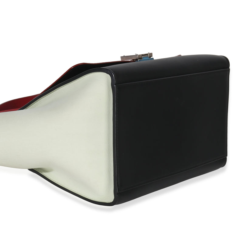 Celine Red Black White Grained Calfskin Small Trapeze Bag Multicolor; Leather Handbag